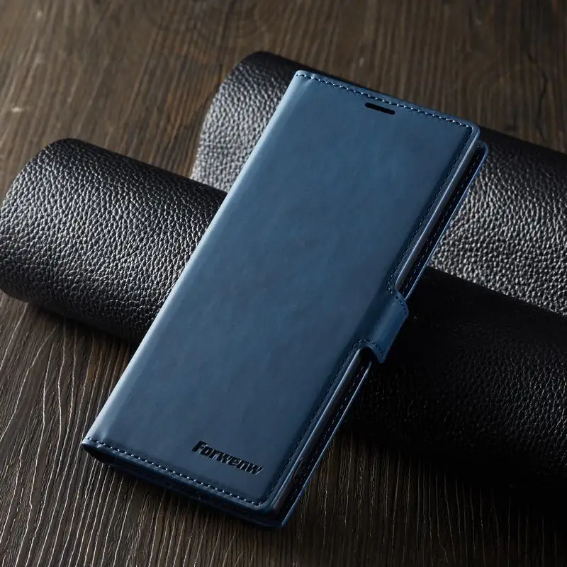 Blue Чехол для samsung Galaxy Note 10 Plus, роскошный, с магнитной застежкой простой, матовый кошелек для телефона samsung Note 10 Plus Etui - Цвет: Blue