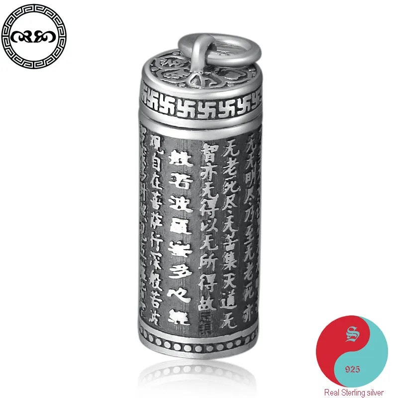 

Ретро Твердые Настоящее 925 ожерелье из состаренного серебра в винтажном стиле Лаки Китайский Будды Библия флакон духов Свастика кулон ожер...