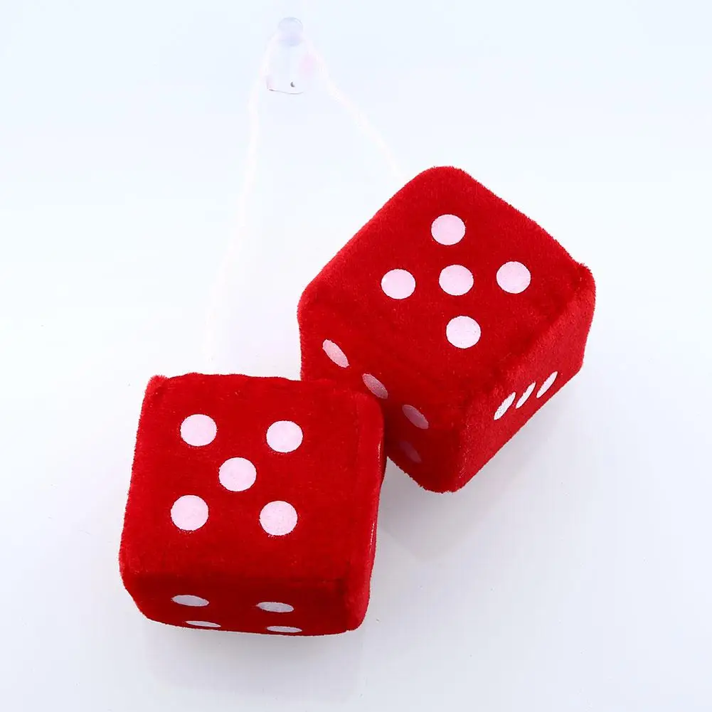 

Auto Plush Dice Car Plush Dice Red Plush Dice Hangers Rear Dots Pair