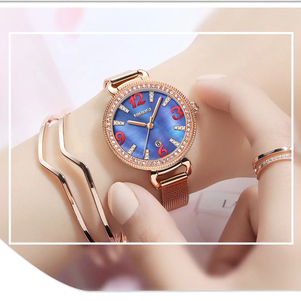 

NIBOSI Women Watches Diamond Wrist Watch Luxury Brand Elegant Ladies Quartz Watch Women Bracelet Relogio Feminino