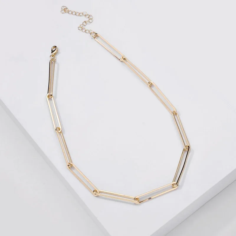 Модная бижутерия простой дизайн тонкая длинная прямоугольная цепочка ожерелья