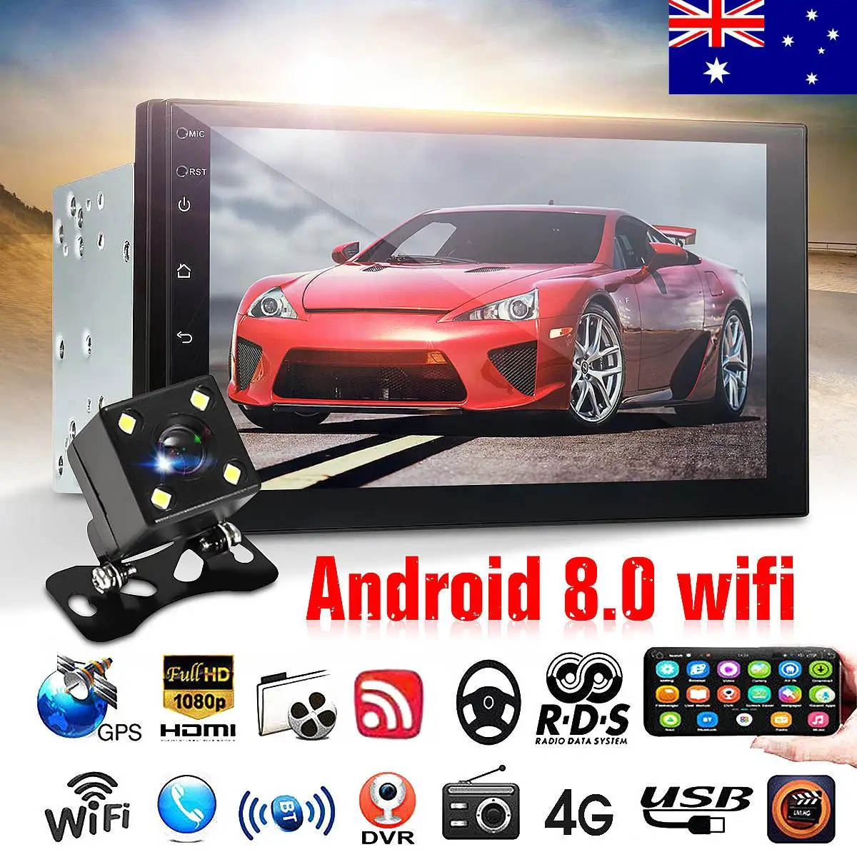 

2021 IMARS 7 Inch 2 Din Car Stereo Radio MP5 Player Android 8.0 GPS Navigation WIFI2.5D 1024x600 Screen Bluetooth FM with Camera