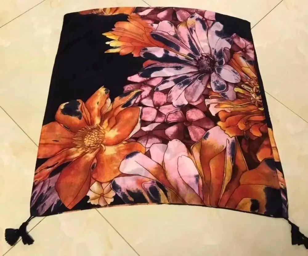 

180*90cm Gemstone Flower Four Corners Hanging Tassel Scarf
