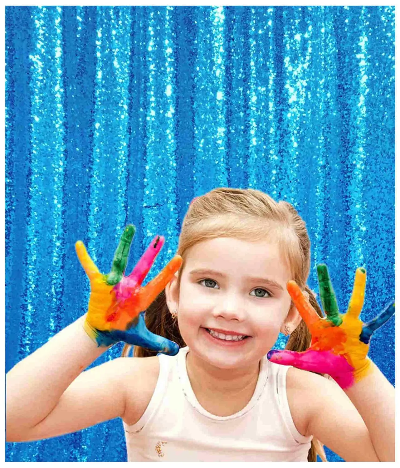 Shinybeauty 2 панели 2X7FT Photo Booth фон Aqua Blue свадебный шторы для дня рождения Decoration-M190820 |