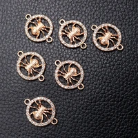 8pcslot gold plated spider shaped double hanging connector rhinestone charms necklace pendant diy jewelry making 2317mm p269