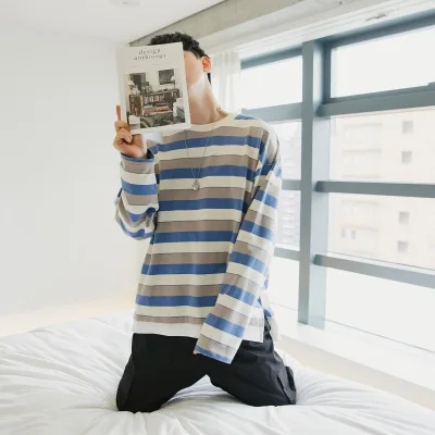 

Long-sleeved T-shirt cotton bottoming shirt loose casual simple round neck t-shirt men