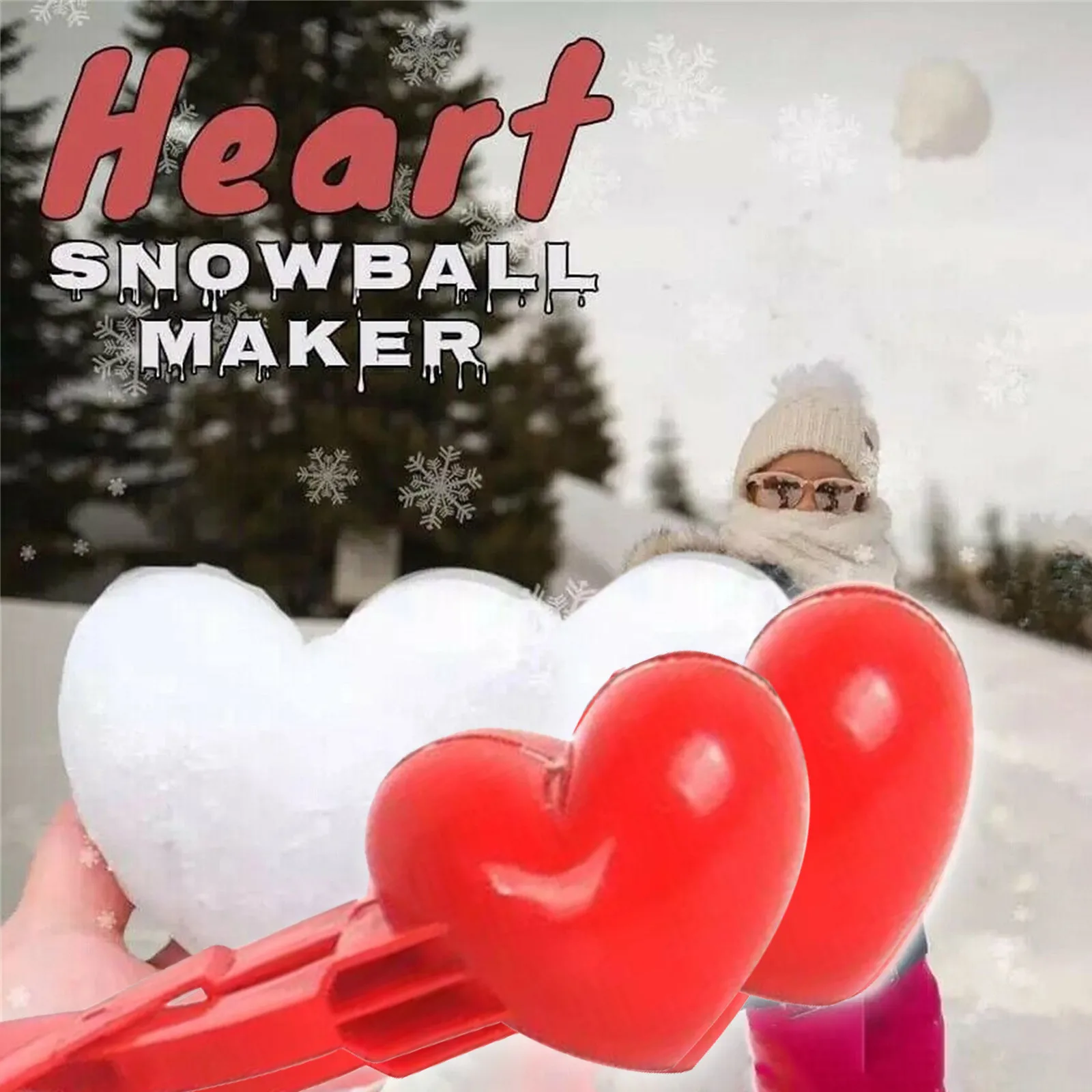 

Lightweight Winter Heart Snowball Maker Plastic Compact Snowball Maker Clip Snow Sand Mold Toys Sport for Kids Christmas Gift