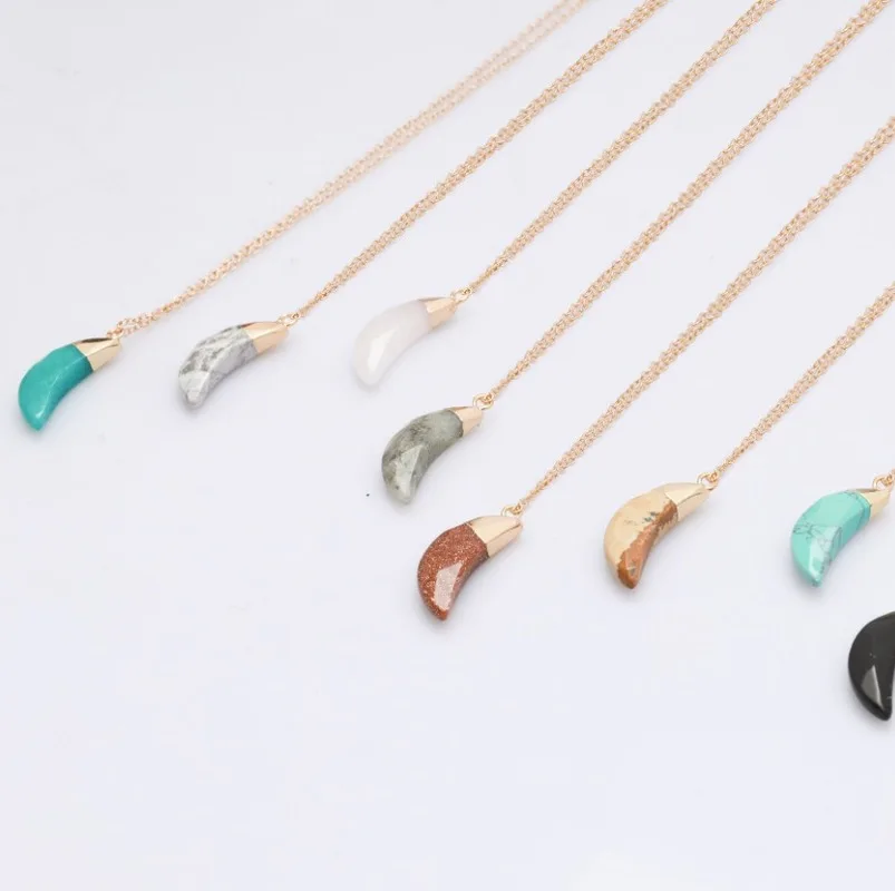 Модные ожерелья с подвеской в виде полумесяца из натурального хрустального