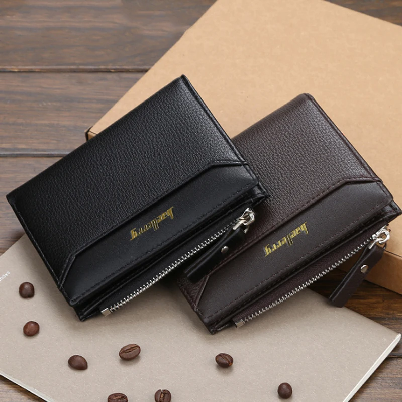 

Men Short Wallet Bifold Faux Leather Money Purse Clutch Card Holder Male Solid Business Slim Wallets Men