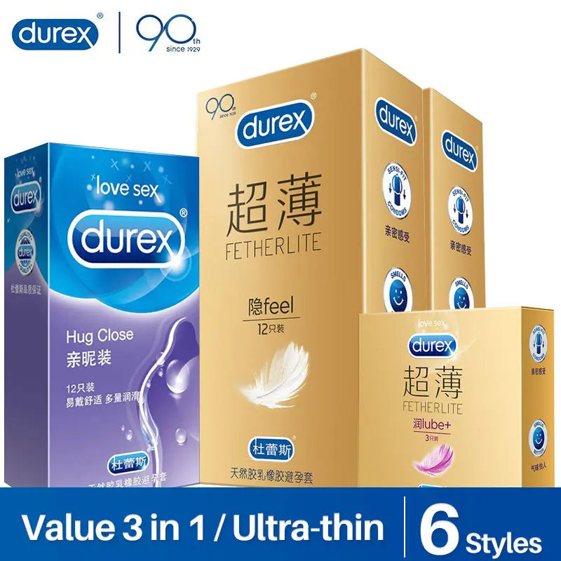 Durex Condom Close Fit Extra Lubricanted Ultra Thin Penis Sleeve Natural Latex Super Feeling Condons Adult Intimate Goods