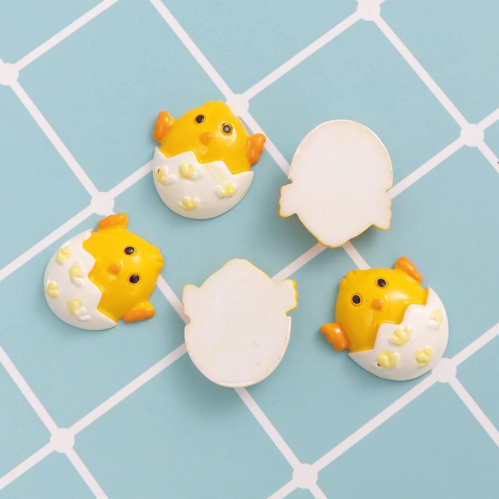 Симпатичные кабошоны из смолы с плоской задней стороной в виде желтых яиц курицы