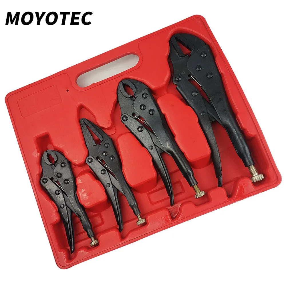 MOYOTEC 4Pcs Locking Pliers Set Blackening Heat  Treatment Lock Wrench Set Electrical Tools Hand Tools Set