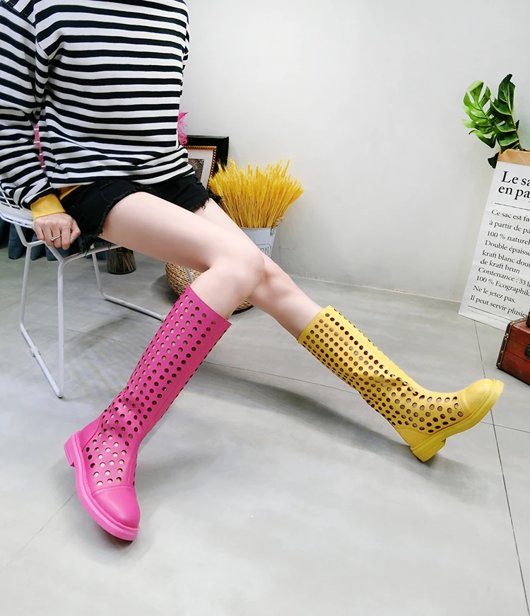 Женские Простые однотонные сапоги Летние повседневные дышащие с перфорацией