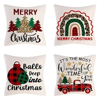 christmas pillow covers farmhouse pillow covers 18x18 inch holiday rustic linen pillow case for christmas party indoors and outd