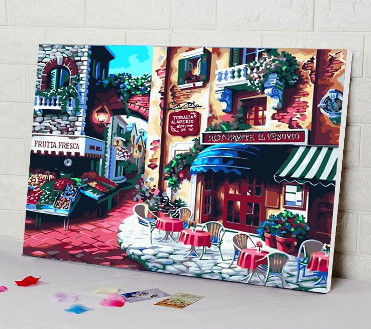 Подарок для друзей DIY картина маслом по номерам пейзаж картины холст живопись