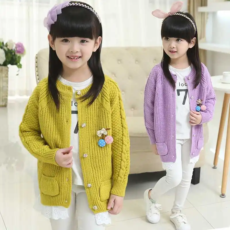 Свитер для девочек Осень-зима 2021 кардиган свитеры Повседневная милая детская