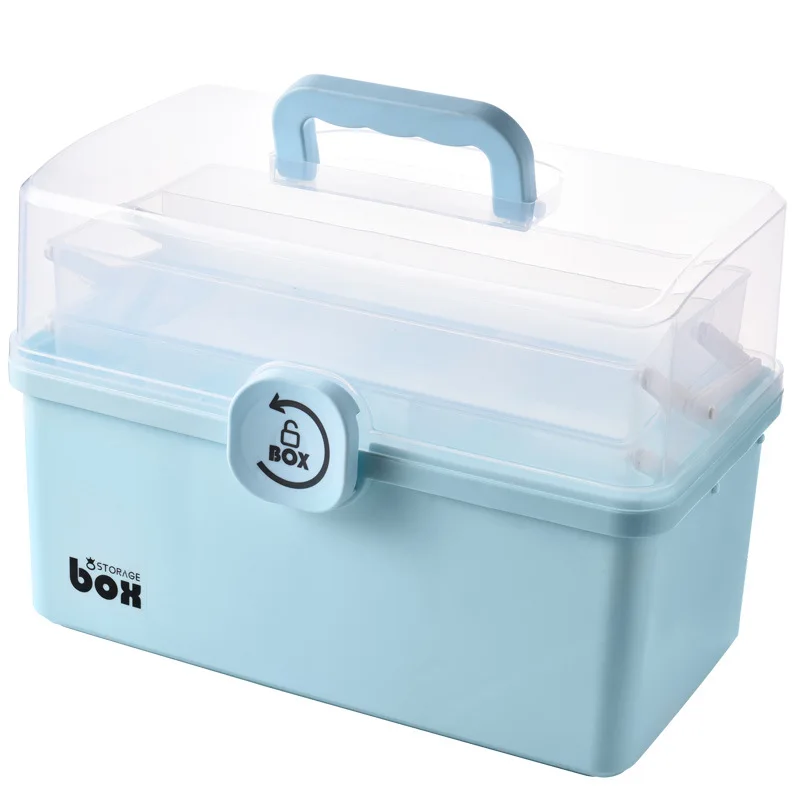 

3/2-Layer Portable First Aid Kit Transparent Plastic Multifunctional Large-Capacity Medicine Storage Family Emergency Kit