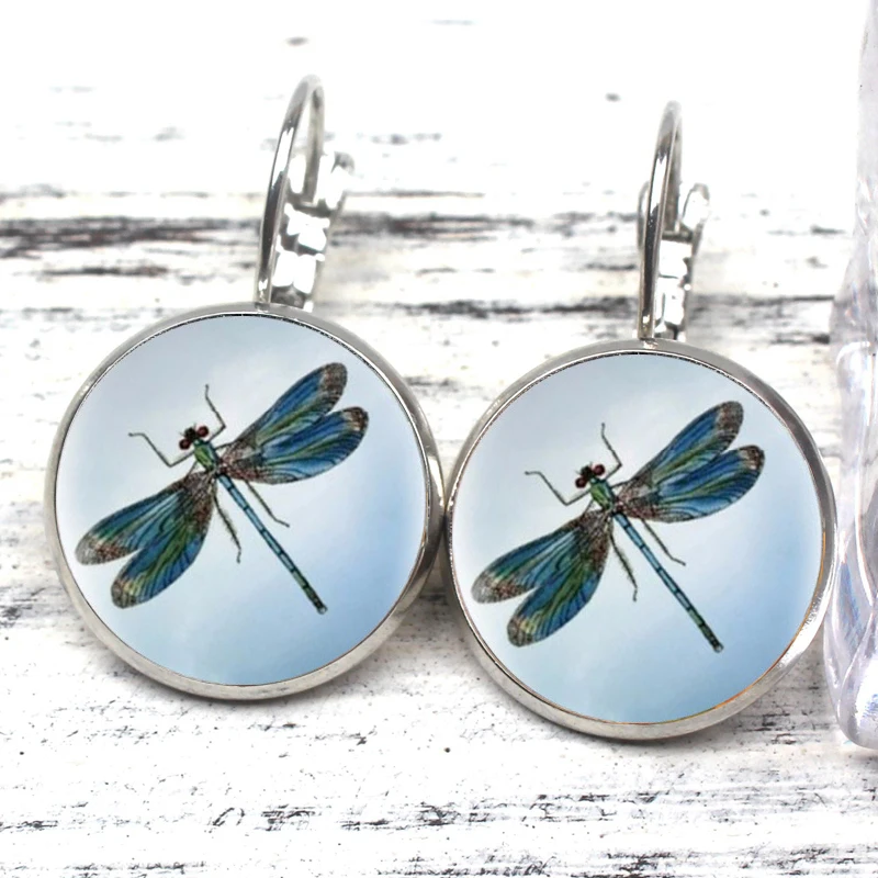 

Hot Green Dragonfly Earrings Cute Animal Crystal Cabochon Earrings Ladies Modern Women's Accessories Women's Clothing Gift