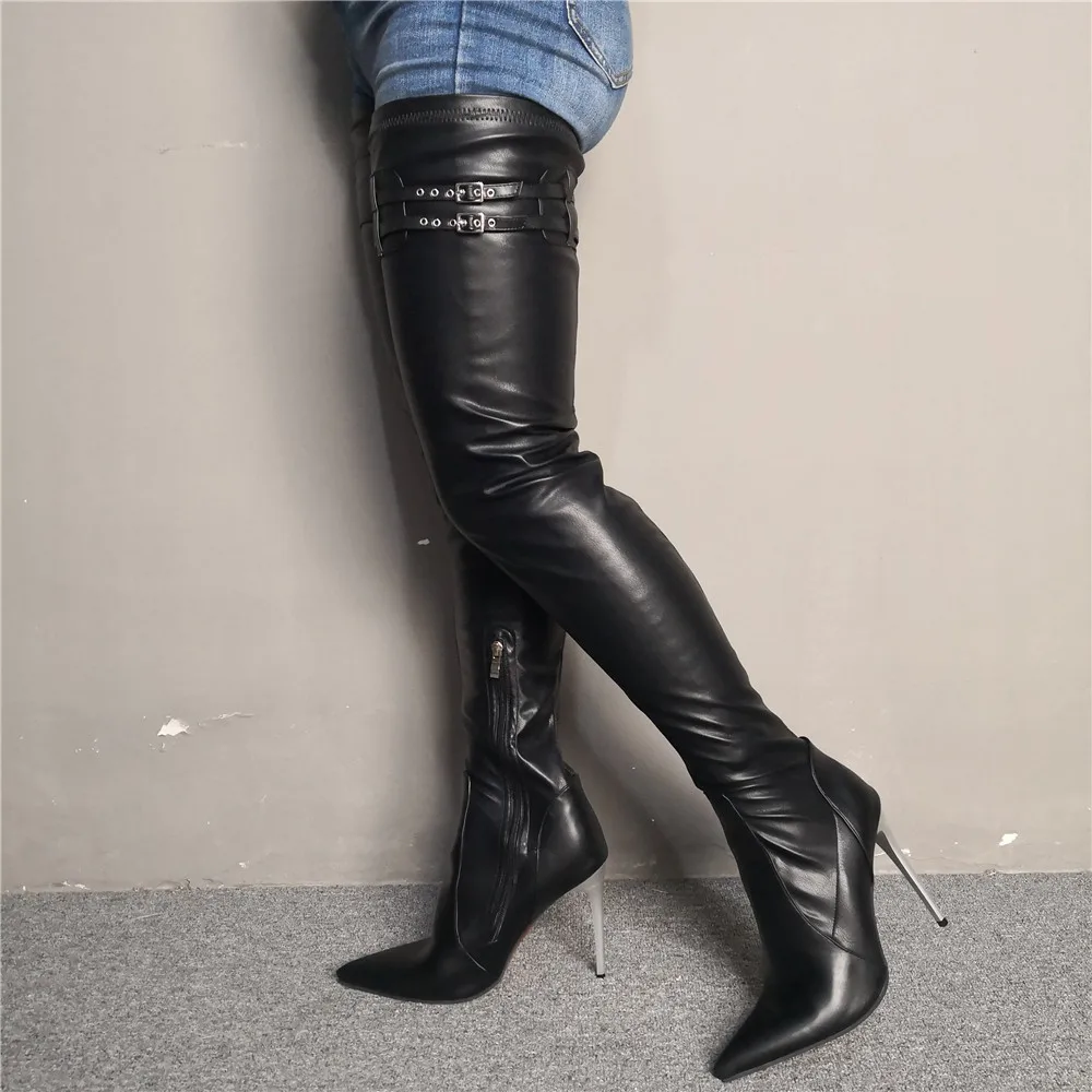 Оригинальные Соблазнительные Сапоги выше колена Женские белые сапоги на тонком