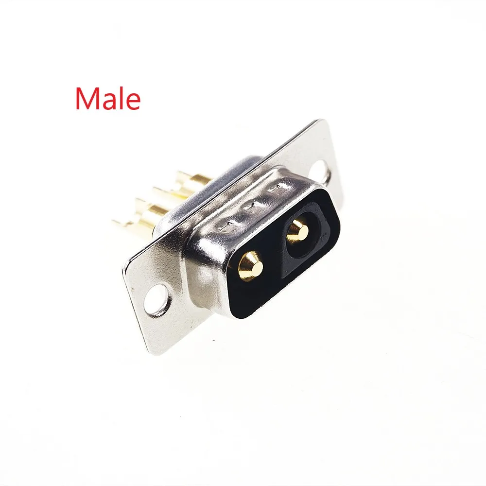20 Pcs D-Sub Connector Plug Male 30 AMP Large Current 2 Pin Combo 2V2 Gold Flash Panel Mount Wire Solder Cup High Power