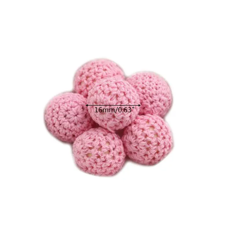 

20Pcs 16mm Chunky Round Crochet Wooden Beads Baby Teether Nursing Teething Pacifier Chain Necklace Jewelry Toy DIY Crafts
