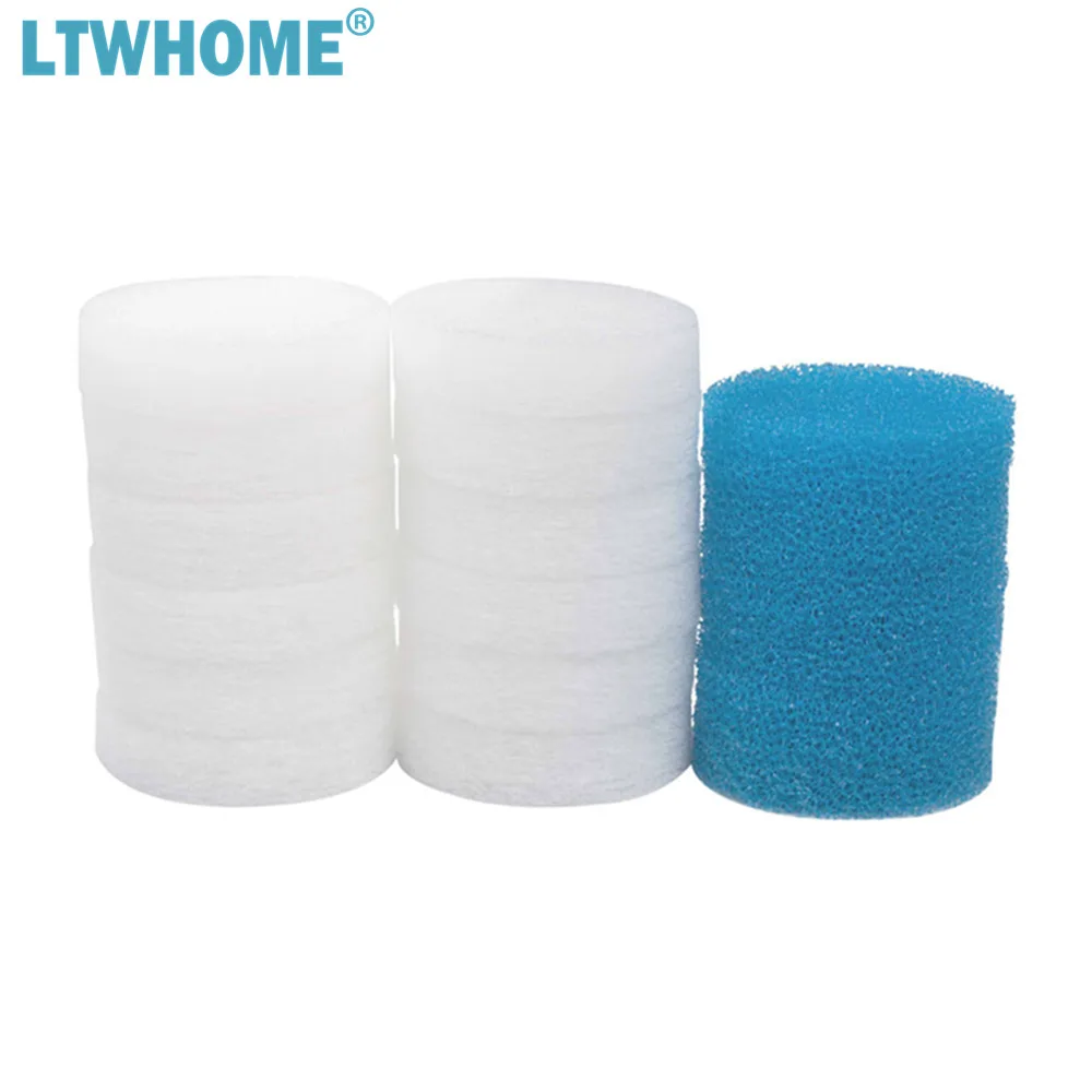 

LTWHOME Compatible Blue Foam and White Filter Floss Replacement for MEGA POWER Aquarium Filter, Mega Double Mat 2045