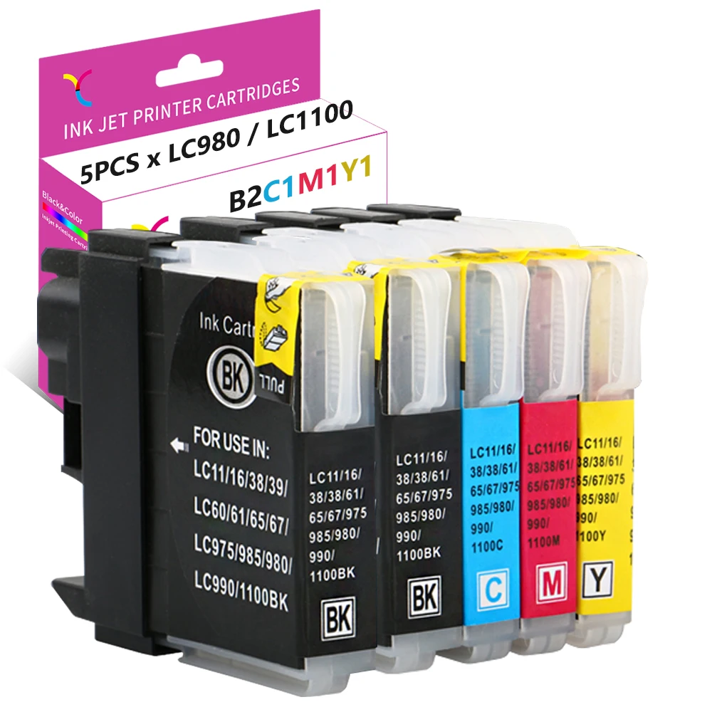 

YC Ink Cartridge LC980 for Brother LC1100 DCP 185C 383C, 387C 395CN 6690CW, MFC 490CW, 5490CN 5895CW 6890CDW, 790CW 795CW 990CW