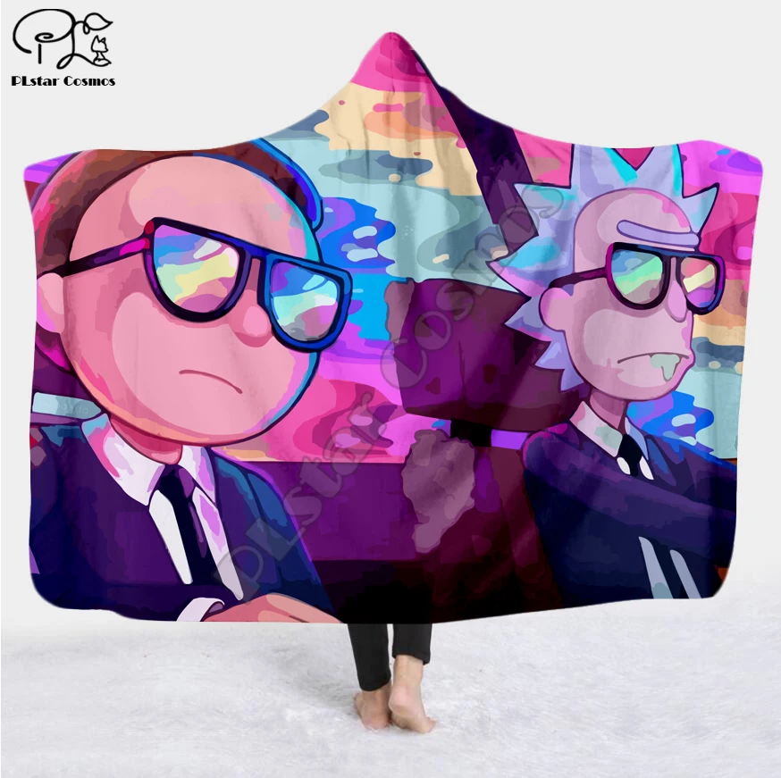 Рисунки с мультиками Rick And Morty одеяло с капюшоном 3D Полное печатное надеваемое покрывало взрослые мужчины женский кашемировый шарф стиль-5