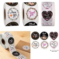 500pcs 1 inch flower lover heart thank you sticker baking packaing sealling label wedding decoration stickers