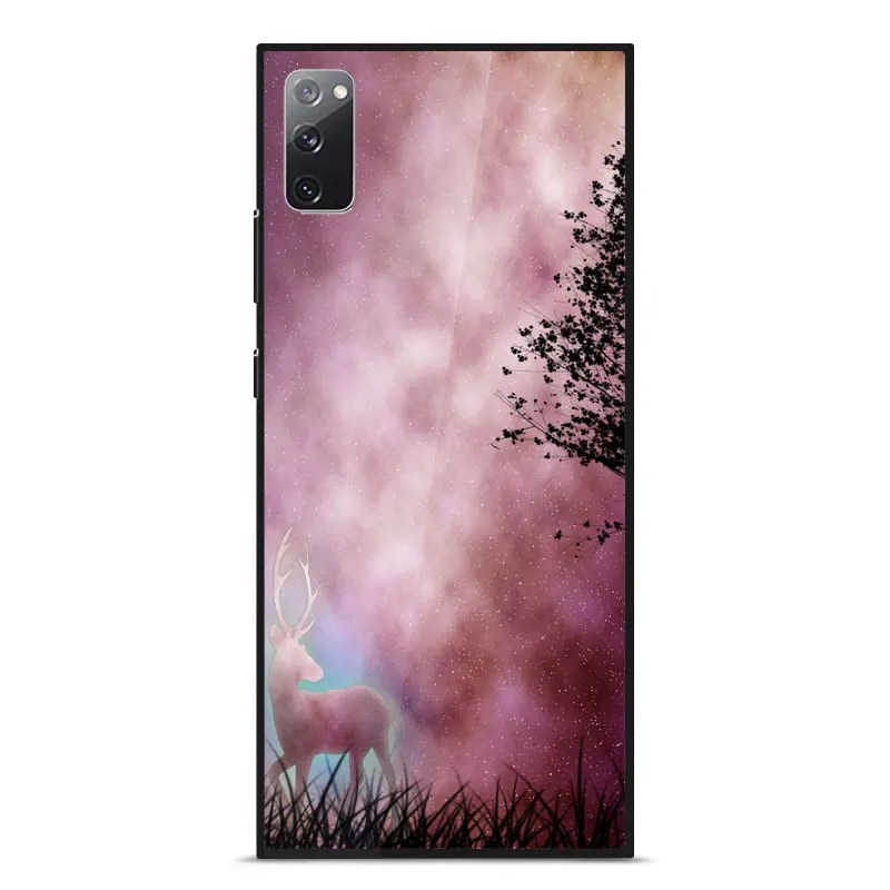 

For Samsung S20 FE Case Fashion pattern Tempered glass shockproof Back Cover For Samsung S20 FE Soft Silicone Frame Phone Cases