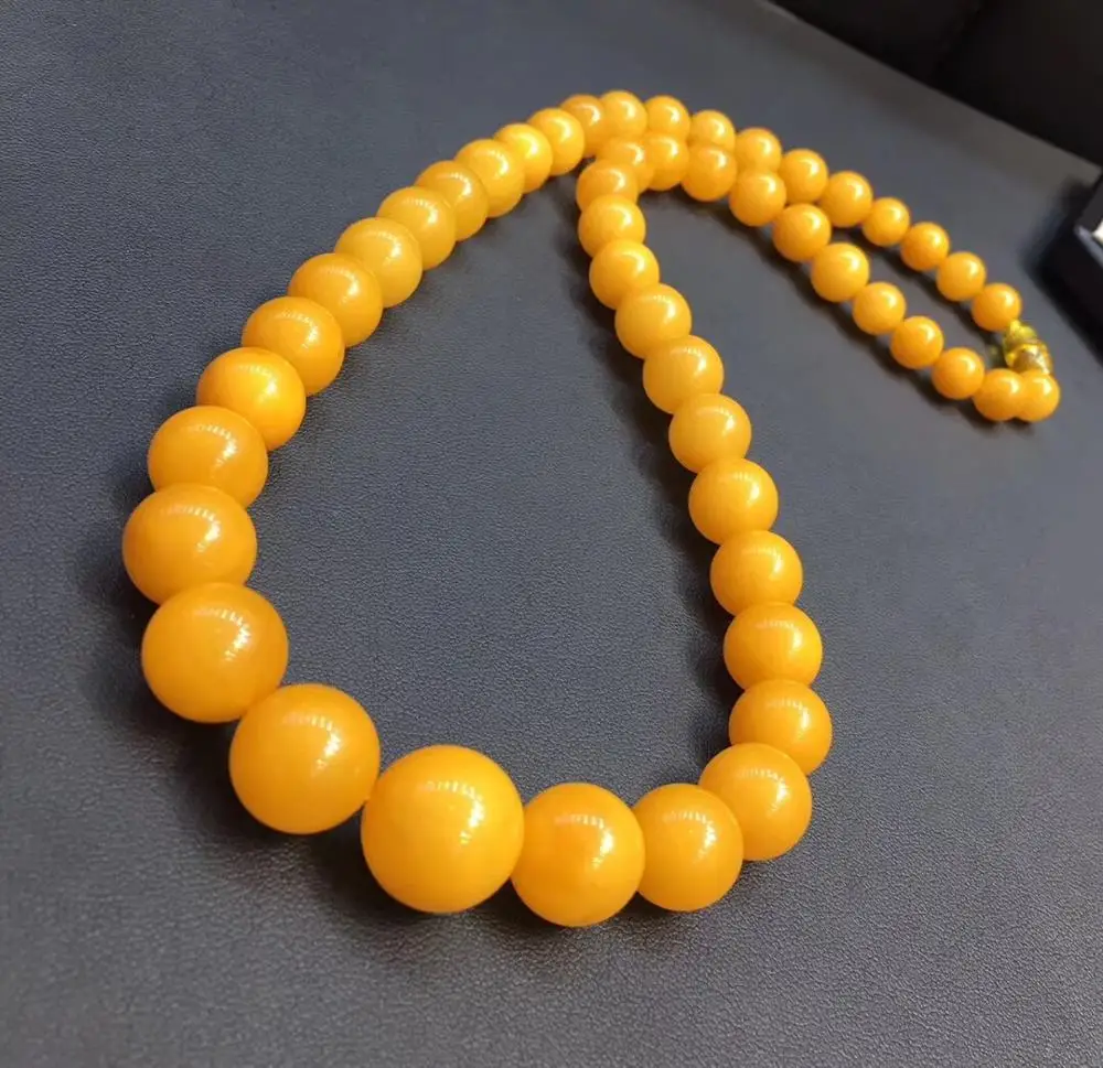 Ожерелье цепочка из натурального желтого янтарного камня для женщин и мужчин