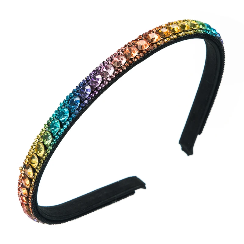 

King Shiny Elegant Korean Full Color Crystal Headband Luxury Sparkly Rhinestone Padded Hairband Girls Party Hair Accessory Bezel