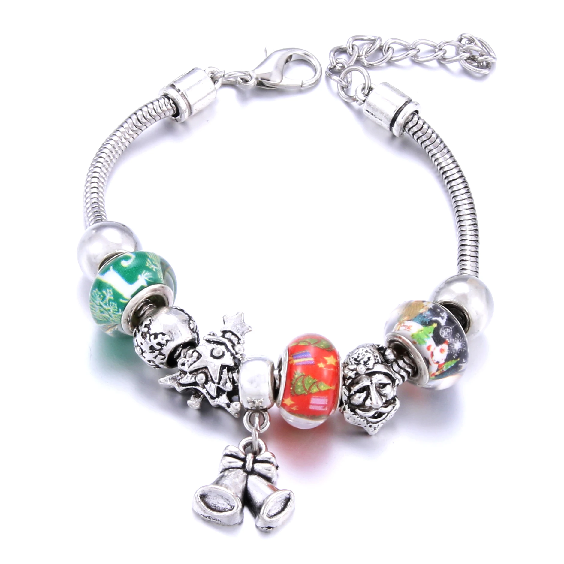 Браслет с бусинами и подвесками в виде колокольчика|Плетеные браслеты| |