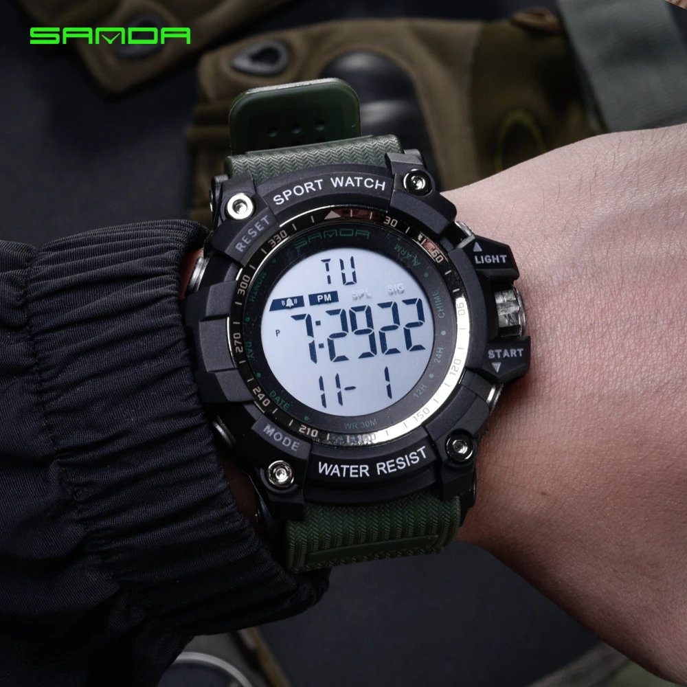 

SANDA Military Electronic Watch Men Waterproof Sport Wrist Watches LED Digital Watches Shock Resist Clock relogio masculino 359
