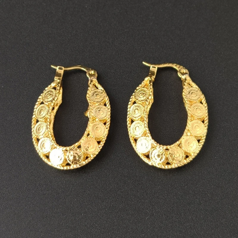 

Trendy Hollowed-out Hoop Earrings Gold Color Silver Color Circle Vintage Exaggerated for Women Wedding Anniversary Jewelry Gift