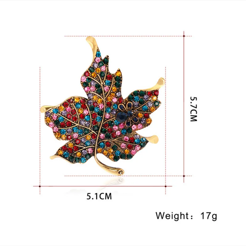 

Colorful Maple Leaf Shaped Brooches For Women Wedding Rhinestone Leaves Clothes Pins Metal Badges Trendy Jewelry Accessories