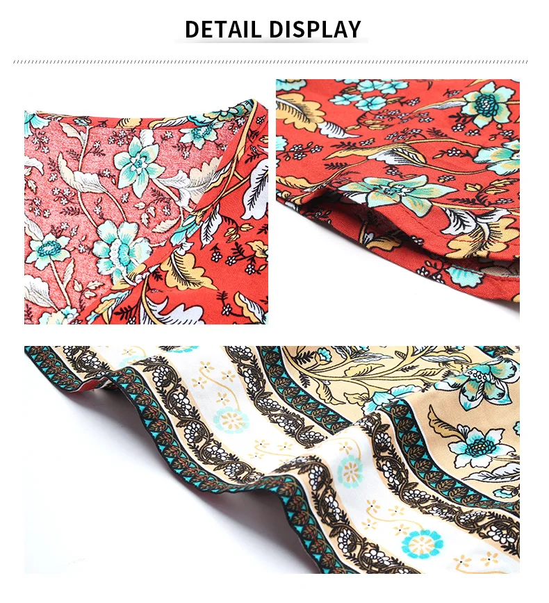 

Bohemian Holiday Printed Dress 2021 Spring Summer V-neck Short-sleeved Floral Print Dress Elegant Dress