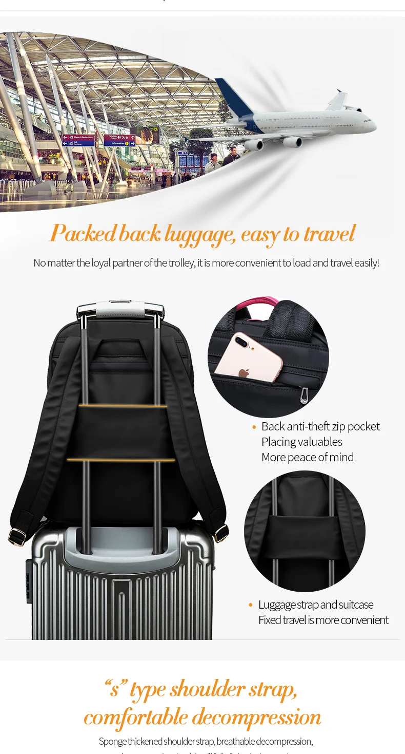ZOGER travel shoulder high quality laptop bag Oxford canvas casual lady lightweight large capacity backpack for girls in their 2