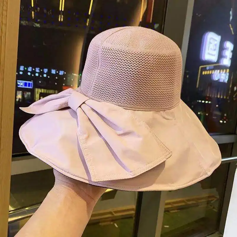 

Ladies Fisherman Hat Women Outdoor Hat Bow Wide Brim Beach Travel Gorras Caps Leisure Summer Sun Hat 2021