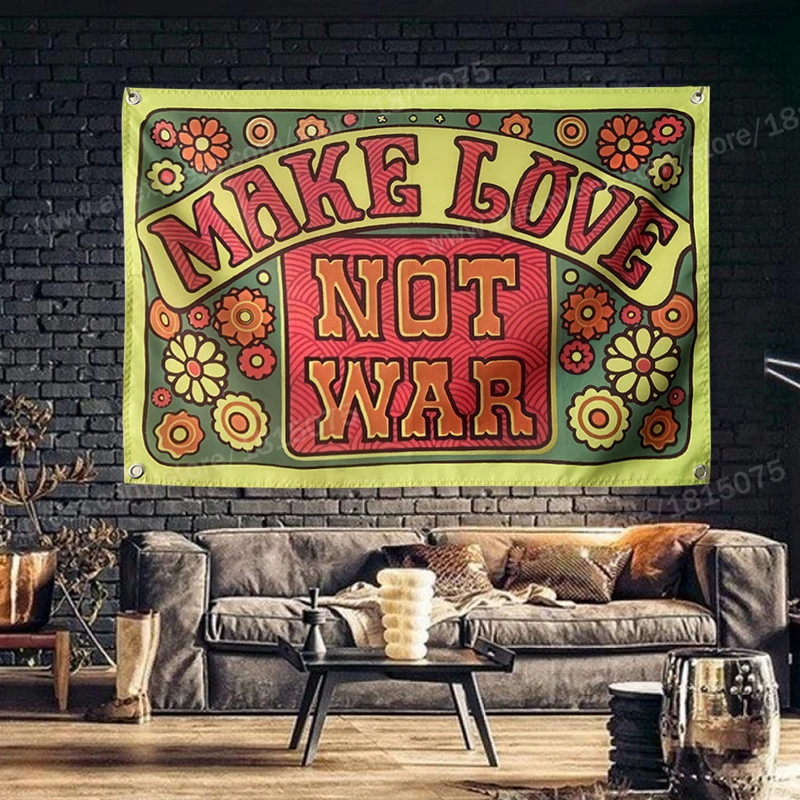 Make Love Not War подвесной флаг баннер мультфильм украшение для дома настенное