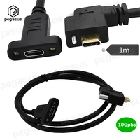 4k60hz 5a usb 3 1 type c female to usb c male data with screw 10gbps coiled usb c cable
