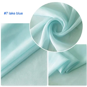 7 lake blue 100 см* 114 см гладкий шелк материал Жоржет прозрачные ткани платье Шарфы материал шелк шифон - Цвет: 7 lake blue