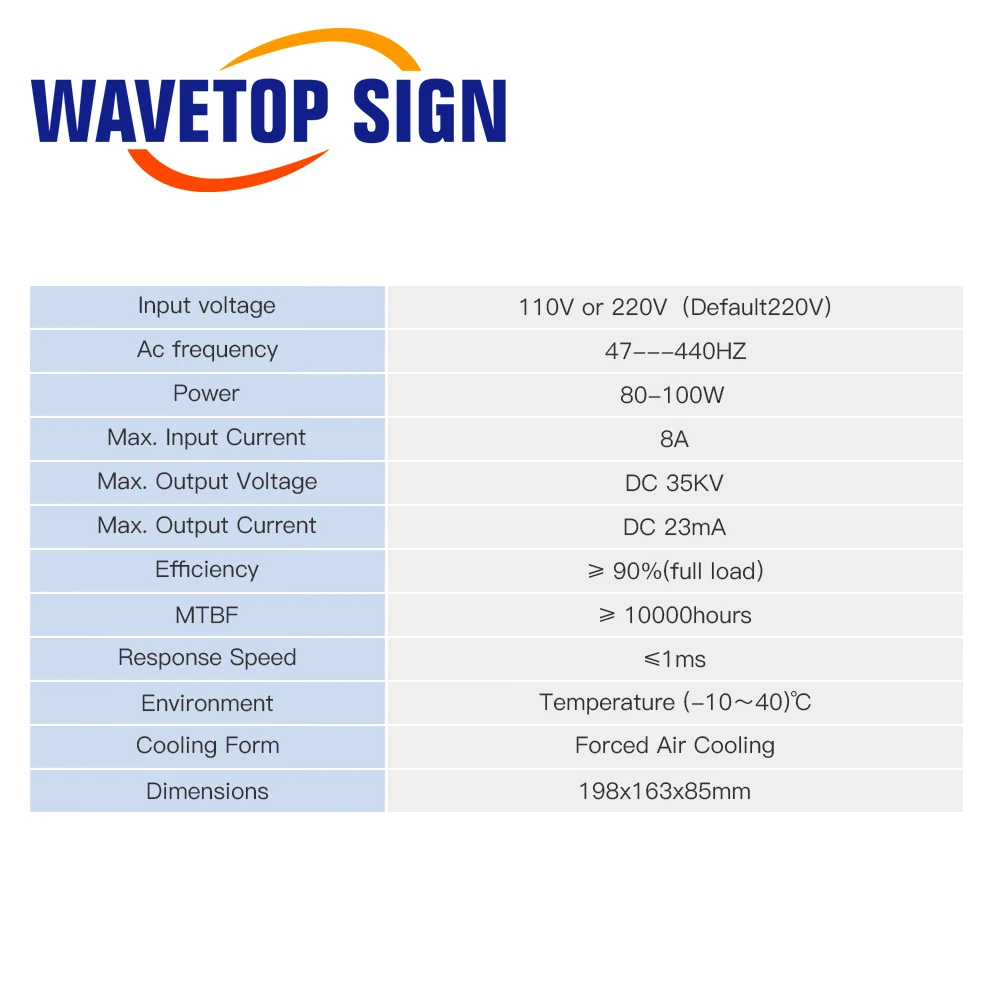 WaveTopSign DY10 Co2 Laser Power Supply For RECI W1/Z1/S1 Co2 Laser Tube Engraving and Cutting Machine DY Series