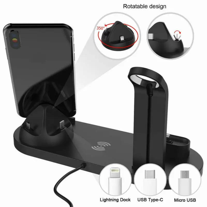 Беспроводное зарядное устройство PYMH 3 в 1 держатель для наушников Apple Watch Airpods iPhone