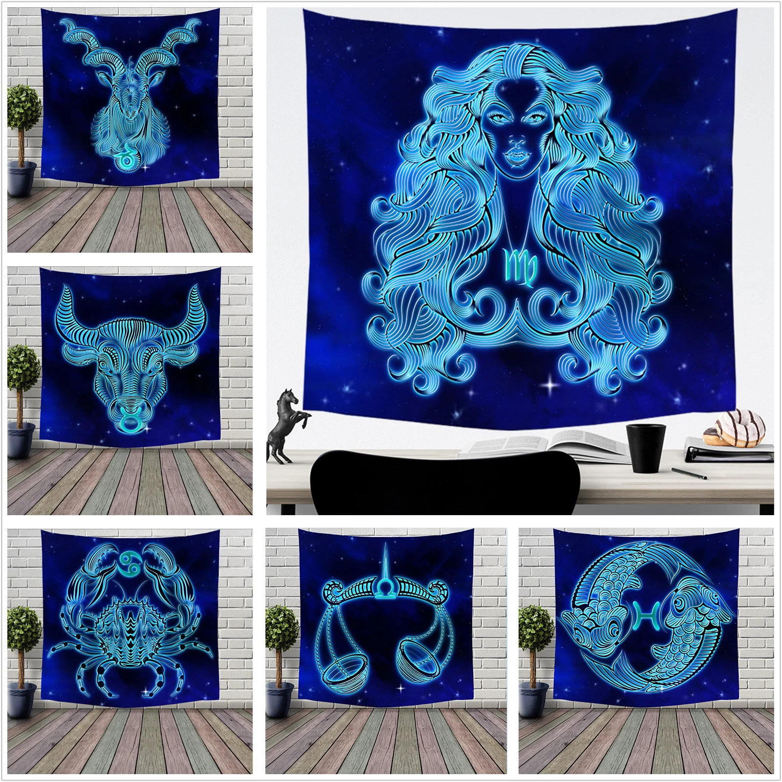 Созвездие овна Рак Скорпион узор Астрология гадание 3D гобелен настенный арт