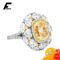 fuihetys luxury ring 925 silver jewelry accessories with citrine zircon gemstone finger rings for women wedding promise party