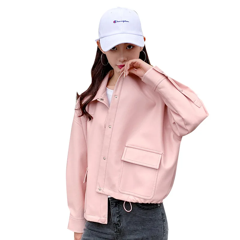 Кожаное замшевое пальто куртка на весну и осень Женская приталенная