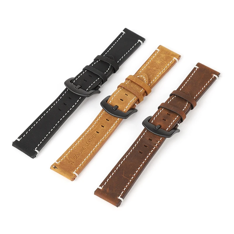 Скидка Ремешок для часов в винтажном стиле, браслет из воловьей кожи с пряжкой, уличный инструмент, 4 цвета, 18 мм 20 мм 22 мм 24 мм