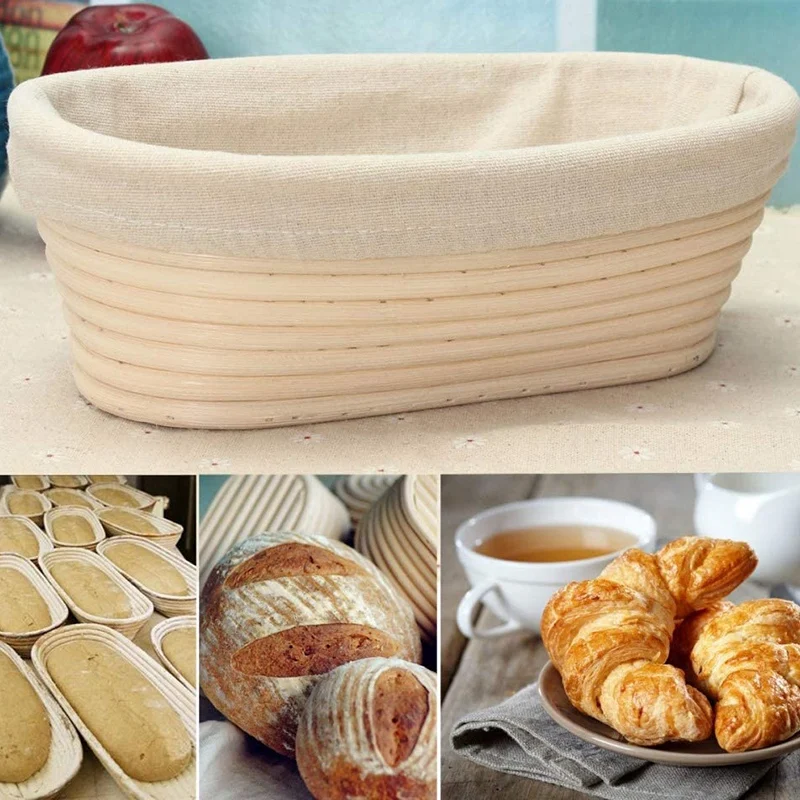 Banneton Proofing Basket Set - Artisan Sourdough Bread Bakery Dough Scraper/Cutter &amp Brotform Cloth Liner | Дом и сад