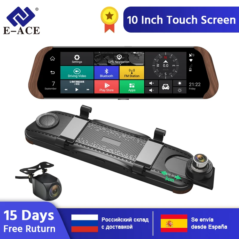 E ACE Автомобильный видеорегистратор потоковое зеркало заднего вида 4G Android FHD 1080 P 10